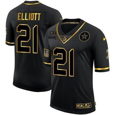Dallas Cowboys #21 Ezekiel Elliott Nike 2020 Salute To Service Golden Limited NFL Jersey Black