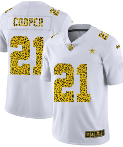Dallas Cowboys #21 Ezekiel Elliott Nike Flocked Leopard Print Vapor Limited NFL Jersey White