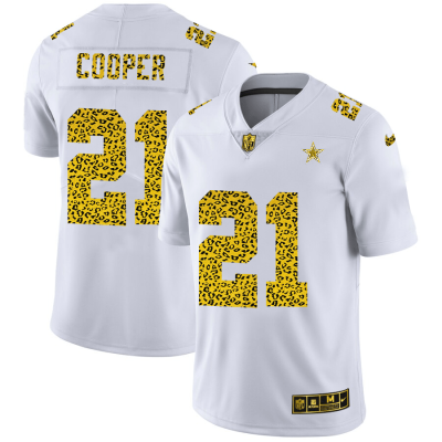 Dallas Cowboys #21 Ezekiel Elliott Nike Flocked Leopard Print Vapor Limited NFL Jersey White