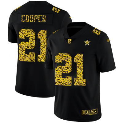 Dallas Cowboys #21 Ezekiel Elliott Nike Leopard Print Fashion Vapor Limited NFL Jersey Black