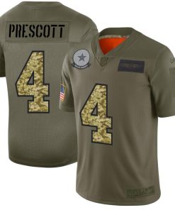 Dallas Cowboys #4 Dak Prescott Nike 2019 Olive Camo Salute To Service Limited NFL Jersey
