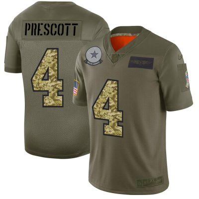 Dallas Cowboys #4 Dak Prescott Nike 2019 Olive Camo Salute To Service Limited NFL Jersey