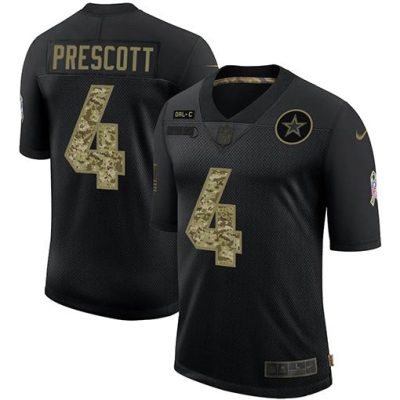 Dallas Cowboys #4 Dak Prescott Nike 2020 Salute To Service Camo Limited NFL Jersey Black