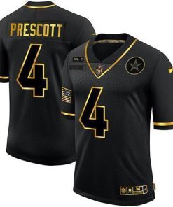 Dallas Cowboys #4 Dak Prescott Nike 2020 Salute To Service Golden Limited NFL Jersey Black