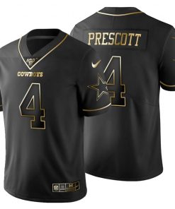 Dallas Cowboys #4 Dak Prescott Nike Black Golden Limited NFL 100 Jersey