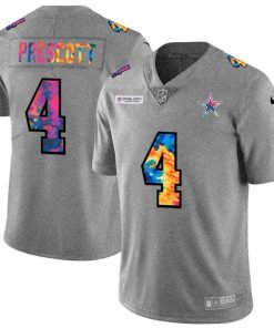 Dallas Cowboys #4 Dak Prescott Nike Multi-Color 2020 NFL Crucial Catch NFL Jersey Greyheather