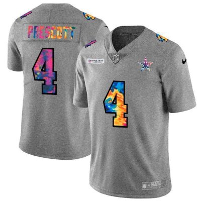 Dallas Cowboys #4 Dak Prescott Nike Multi-Color 2020 NFL Crucial Catch NFL Jersey Greyheather