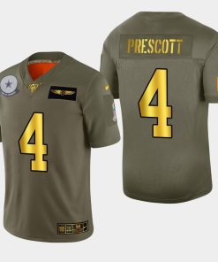 Dallas Cowboys #4 Dak Prescott Nike Olive Gold 2019 Salute To Service Limited NFL 100 Jersey