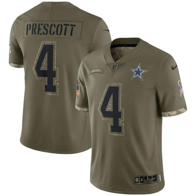 Dallas Cowboys #4 Dak Prescott Nike 2022 Salute To Service Limited Jersey - Olive