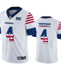 Dallas Cowboys #4 Dak Prescott White Nike Team Logo USA Flag Vapor Untouchable Limited NFL Jersey