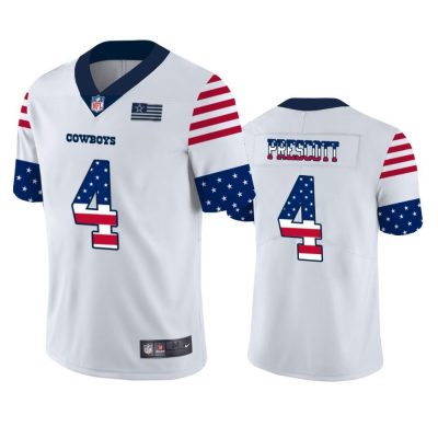 Dallas Cowboys #4 Dak Prescott White Nike Team Logo USA Flag Vapor Untouchable Limited NFL Jersey