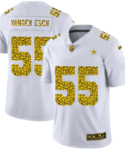 Dallas Cowboys #55 Leighton Vander Esch Nike Flocked Leopard Print Vapor Limited NFL Jersey White