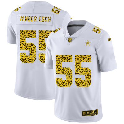Dallas Cowboys #55 Leighton Vander Esch Nike Flocked Leopard Print Vapor Limited NFL Jersey White