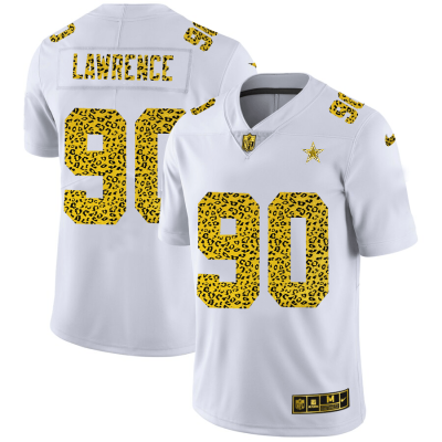 Dallas Cowboys #90 Demarcus Lawrence Nike Flocked Leopard Print Vapor Limited NFL Jersey White