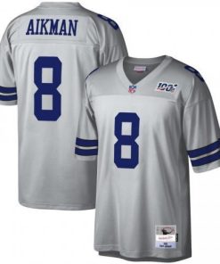 Dallas Cowboys #8 Troy Aikman Mitchell & Ness NFL 100 Retired Player Platinum Jersey