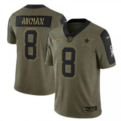 Dallas Cowboys #8 Troy Aikman Olive Nike Salute To Service Limited Player Jersey