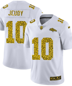 Denver Broncos #10 Jerry Jeudy Nike Flocked Leopard Print Vapor Limited NFL Jersey White