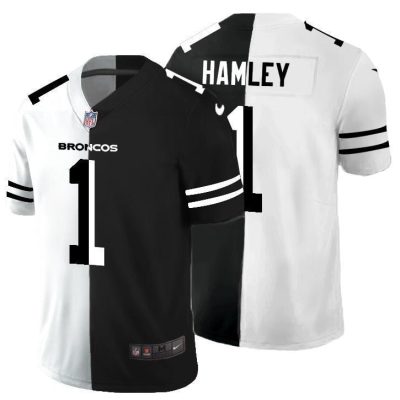 Denver Broncos #1 KJ Hamler Black V White Peace Split Nike Vapor Untouchable Limited NFL Jersey