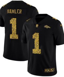 Denver Broncos #1 KJ Hamler Nike Leopard Print Fashion Vapor Limited NFL Jersey Black