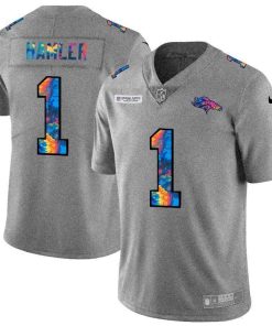 Denver Broncos #1 KJ Hamler Nike Multi-Color 2020 NFL Crucial Catch NFL Jersey Greyheather