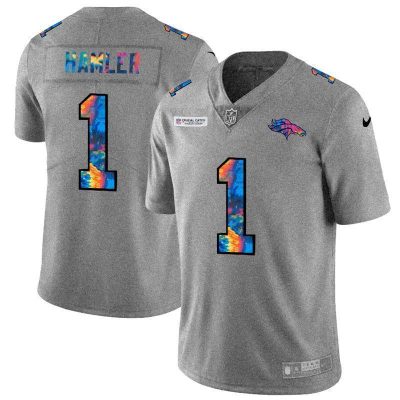 Denver Broncos #1 KJ Hamler Nike Multi-Color 2020 NFL Crucial Catch NFL Jersey Greyheather