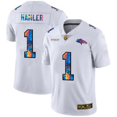 Denver Broncos #1 KJ Hamler White Nike Multi-Color 2020 NFL Crucial Catch Limited NFL Jersey