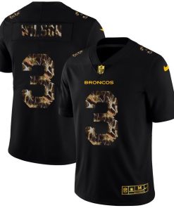Denver Broncos #3 Russell Wilson Black Nike Flocked Lightning Vapor Limited NFL Jersey