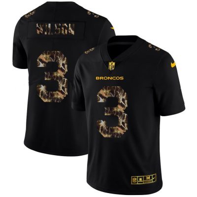Denver Broncos #3 Russell Wilson Black Nike Flocked Lightning Vapor Limited NFL Jersey