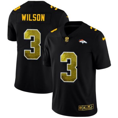 Denver Broncos #3 Russell Wilson Black Nike Golden Sequin Vapor Limited NFL Jersey