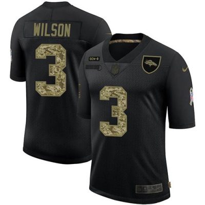 Denver Broncos #3 Russell Wilson Nike 2020 Salute To Service Camo Limited NFL Jersey Black