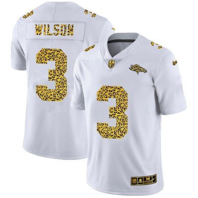 Denver Broncos #3 Russell Wilson Nike Flocked Leopard Print Vapor Limited NFL Jersey White