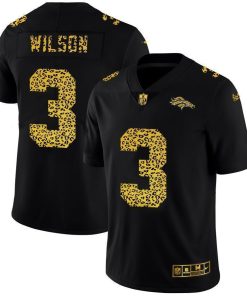 Denver Broncos #3 Russell Wilson Nike Leopard Print Fashion Vapor Limited NFL Jersey Black