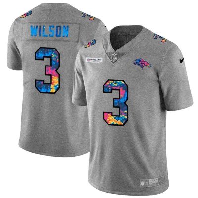 Denver Broncos #3 Russell Wilson Nike Multi-Color 2020 NFL Crucial Catch NFL Jersey Greyheather