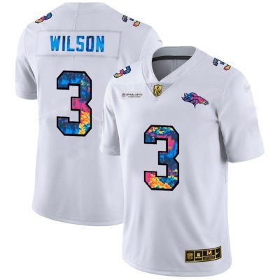 Denver Broncos #3 Russell Wilson White Nike Multi-Color 2020 NFL Crucial Catch Limited NFL Jersey