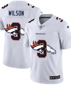 Denver Broncos #3 Russell Wilson White Nike Team Logo Dual Overlap Limited NFL Jersey