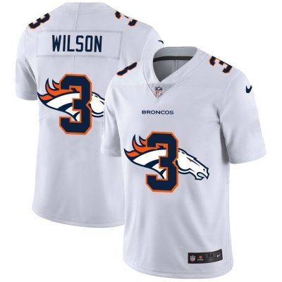 Denver Broncos #3 Russell Wilson White Nike Team Logo Dual Overlap Limited NFL Jersey