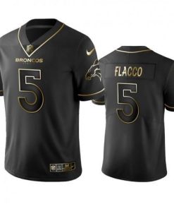 Denver Broncos #5 Joe Flacco Stitched NFL Vapor Untouchable Limited Black Golden Jersey