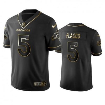 Denver Broncos #5 Joe Flacco Stitched NFL Vapor Untouchable Limited Black Golden Jersey