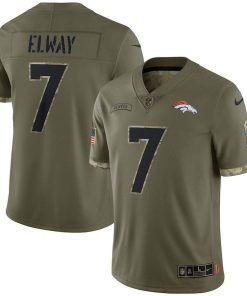 Denver Broncos #7 John Elway Nike 2022 Salute To Service Limited Jersey - Olive