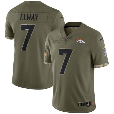 Denver Broncos #7 John Elway Nike 2022 Salute To Service Limited Jersey - Olive