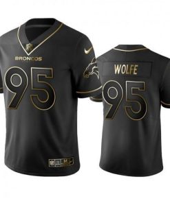 Denver Broncos #95 Derek Wolfe Stitched NFL Vapor Untouchable Limited Black Golden Jersey