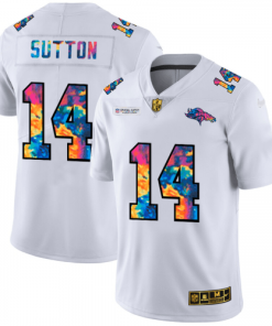 Denver Denver Broncos #14 Courtland Sutton White Nike Multi-Color 2020 NFL Crucial Catch Limited NFL Jersey