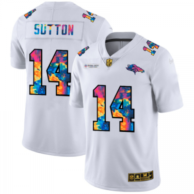 Denver Denver Broncos #14 Courtland Sutton White Nike Multi-Color 2020 NFL Crucial Catch Limited NFL Jersey