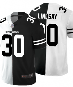 Denver Denver Broncos #30 Phillip Lindsay Black V White Peace Split Nike Vapor Untouchable Limited NFL Jersey