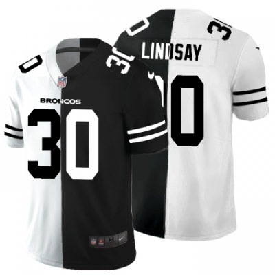 Denver Denver Broncos #30 Phillip Lindsay Black V White Peace Split Nike Vapor Untouchable Limited NFL Jersey