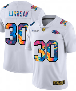 Denver Denver Broncos #30 Phillip Lindsay White Nike Multi-Color 2020 NFL Crucial Catch Limited NFL Jersey
