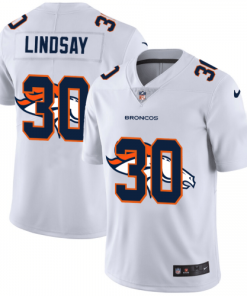 Denver Denver Broncos #30 Phillip Lindsay White Nike Team Logo Dual Overlap Limited NFL Jersey