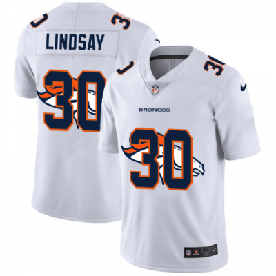 Denver Denver Broncos #30 Phillip Lindsay White Nike Team Logo Dual Overlap Limited NFL Jersey