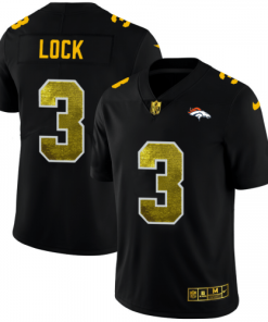 Denver Denver Broncos #3 Drew Lock Black Nike Golden Sequin Vapor Limited NFL Jersey