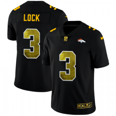 Denver Denver Broncos #3 Drew Lock Black Nike Golden Sequin Vapor Limited NFL Jersey